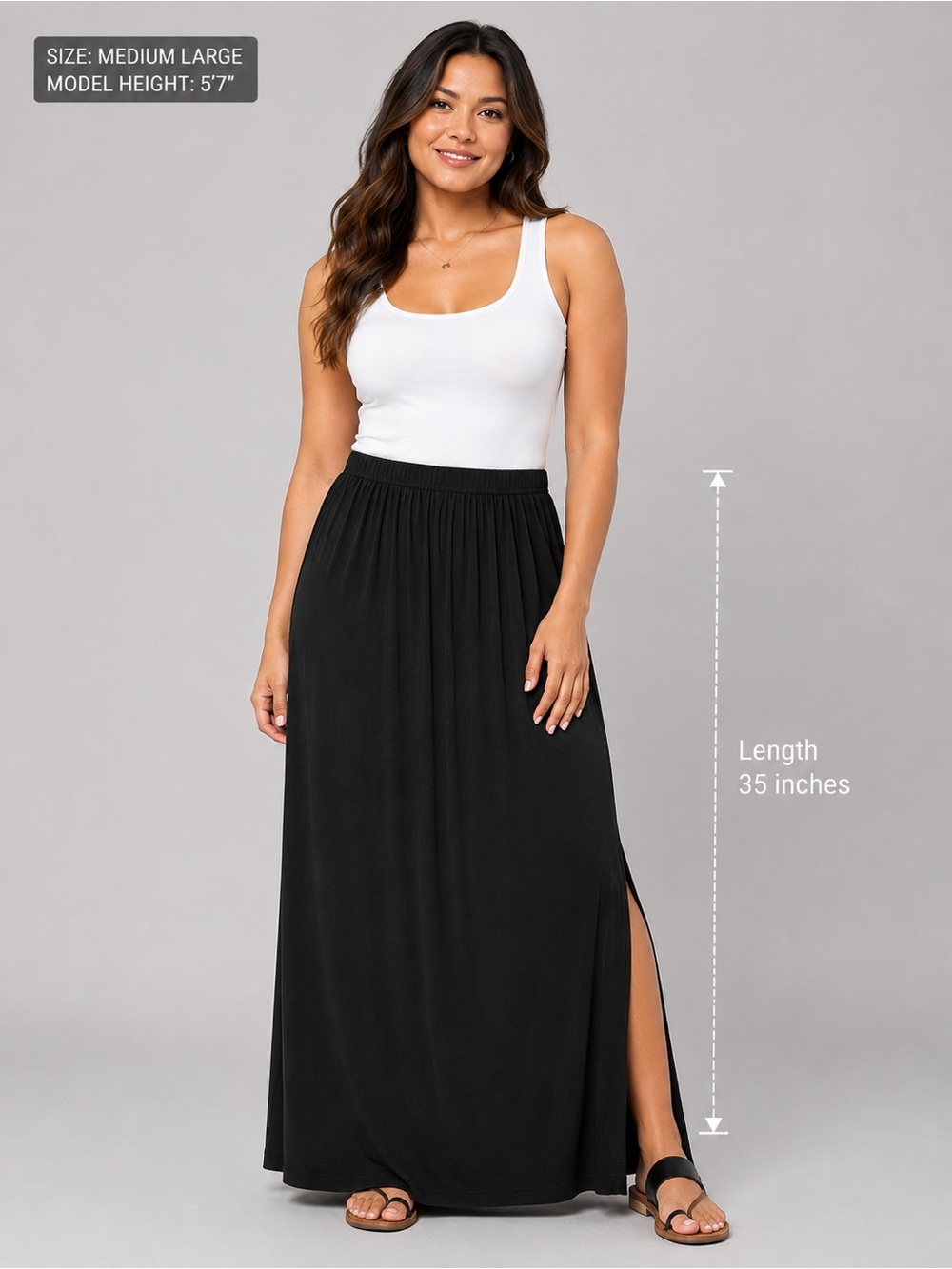 Mirasol Women's Black Maxi Skirt Size Large
Stretch Pull-On Side